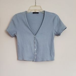 Brandy Melville Blue Button Down Top